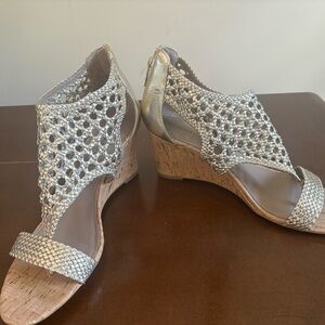 Donald J. Pliner Metallic Woven Wedges